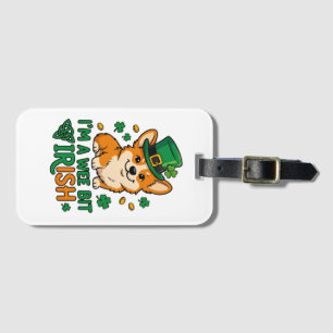 Corgi Hund "Lite Irländsk" Rolig St. Patrick's Day Bagagebricka