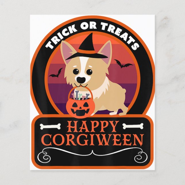 Corgi Hund Lycklig Corgiween Trick eller Treats Fu Flygblad (Framsidan)