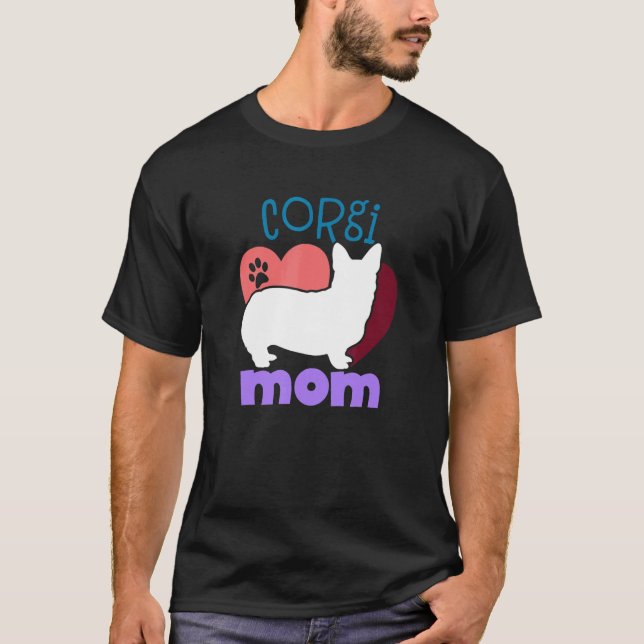 Corgi hund Mamma Corgi T Shirt (Framsida)