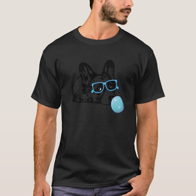 Corgi hund med bubbelgummiglasögon Corgi T Shirt (Framsida)