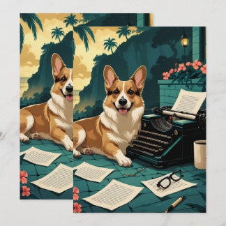 Corgi Hund med glänsande päls och en gentleman vin Inbjudningar