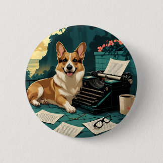 Corgi Hund med glänsande päls och en gentleman vin Knapp