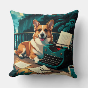 Corgi Hund med glänsande päls och en gentleman vin Kudde