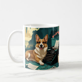 Corgi Hund med glansigt päls och en gentleman vint Kaffemugg