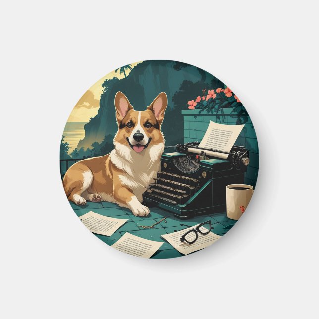 Corgi Hund med glansigt päls och en gentleman vint Magnet (Framsidan)