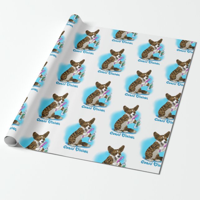 Corgi hund med tandborste presentpapper (Utrullad)