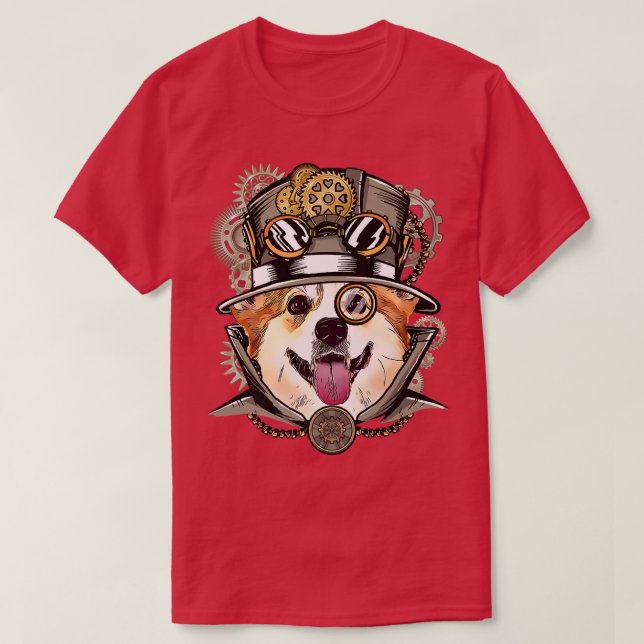 Corgi Hund Medieval Victorian Gothic Steampunk238 T Shirt (Design framsida)
