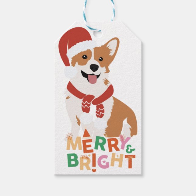 Corgi hund merry bright-märkre presentetikett (Framsidan)