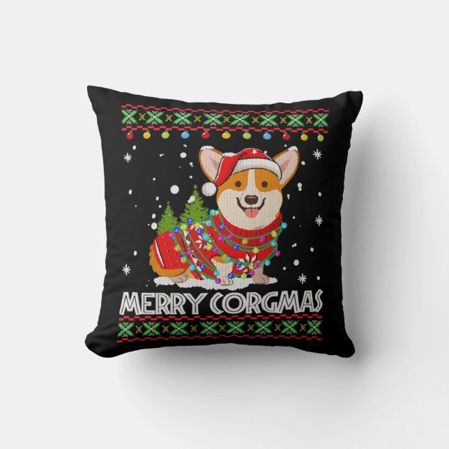 Corgi Hund Merry Corgmas Santa Kudde (Framsida)