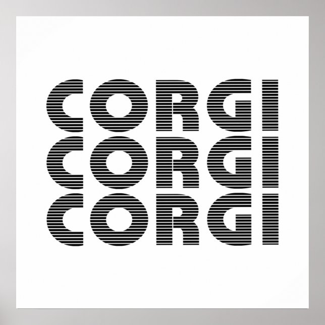Corgi Hund Modern Black Text Poster (Framsidan)
