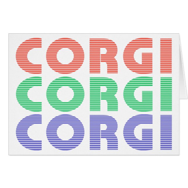 Corgi Hund Modern färgtext Hälsningskort (Framsidan Horizontal)