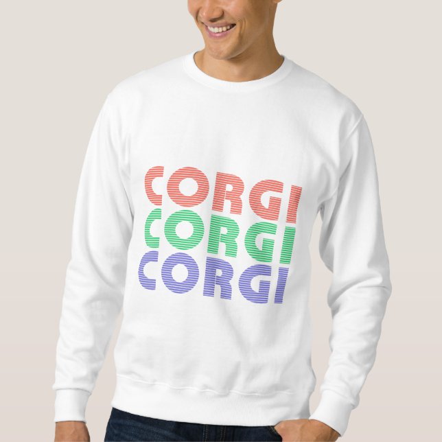 Corgi Hund Modern färgtext Lång Ärmad Tröja (Framsida)