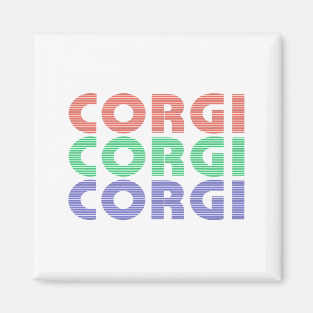 Corgi Hund Modern färgtext Magnet (Framsidan)