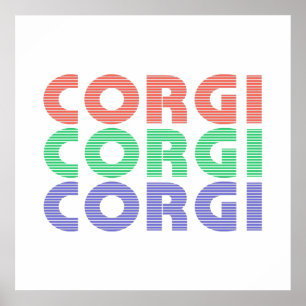 Corgi Hund Modern färgtext Poster