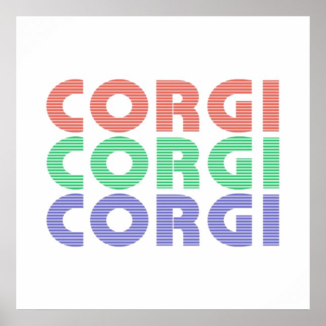 Corgi Hund Modern färgtext Poster (Framsidan)