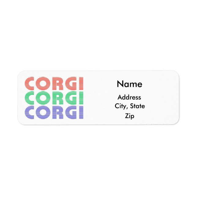 Corgi Hund Modern färgtext Returadress Etikett (Framsidan)