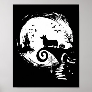 Corgi Hund och Måne Halloween Costume Hund älskare Poster