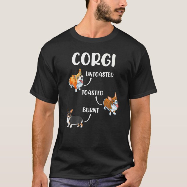 Corgi Hund Otosted Tosted Burnt T Shirt (Framsida)