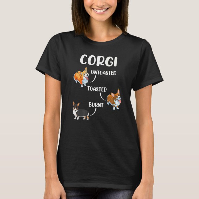 Corgi Hund Otosted Tosted Burnt T Shirt (Framsida)