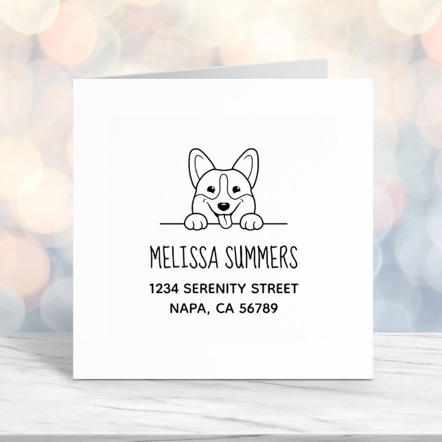 Corgi Hund Pet Adress Självfärgande Stämpel (Skapare uppladdad)