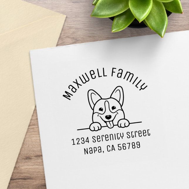 Corgi Hund Pet Arch-familjen Adress Stämpel (Skapare uppladdad)