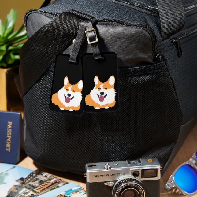 Corgi Hund Pet Bagagebricka (Fram & Baksida)