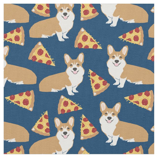 Corgi hund pizza mönster tyg (Närbild)
