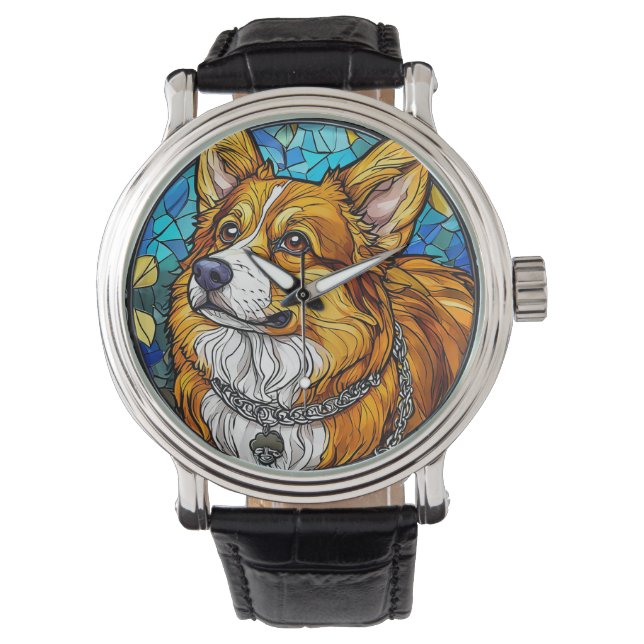 Corgi Hund Porträtt Armbandsur (Framsida)