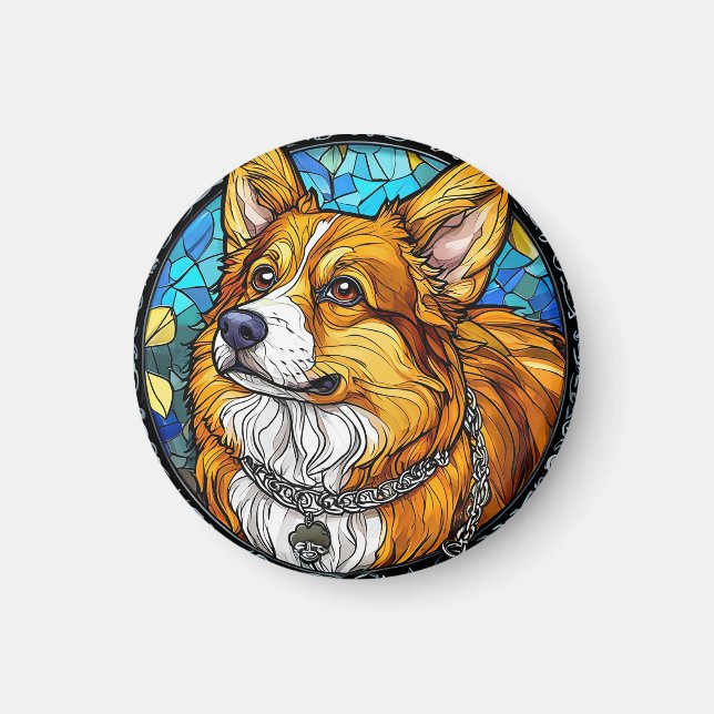 Corgi Hund Porträtt Magnet (Framsidan)
