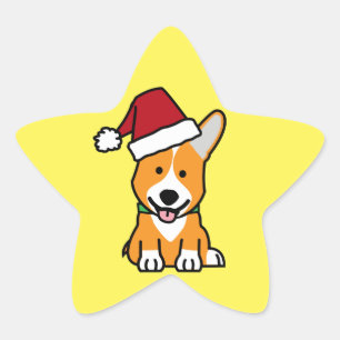 Corgi hund puppy Pembroke Welsh jultomat Stjärnformat Klistermärke