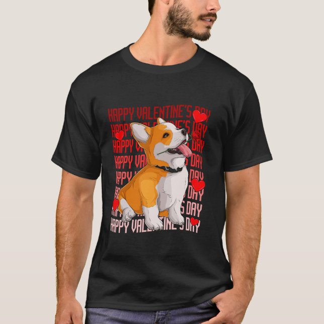 Corgi Hund Red Hearts Alla hjärtans dag Boy Girl T Shirt (Framsida)