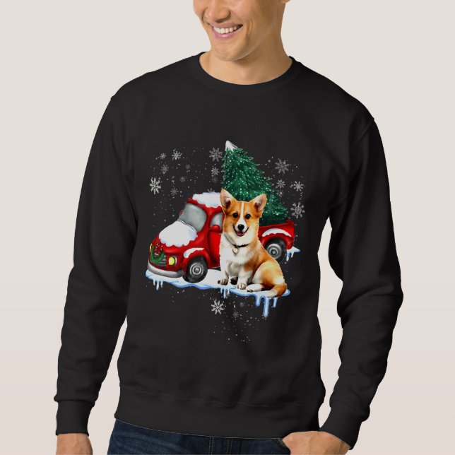 Corgi Hund Red Lastbil jul Pajama Long Lång Ärmad Tröja (Framsida)