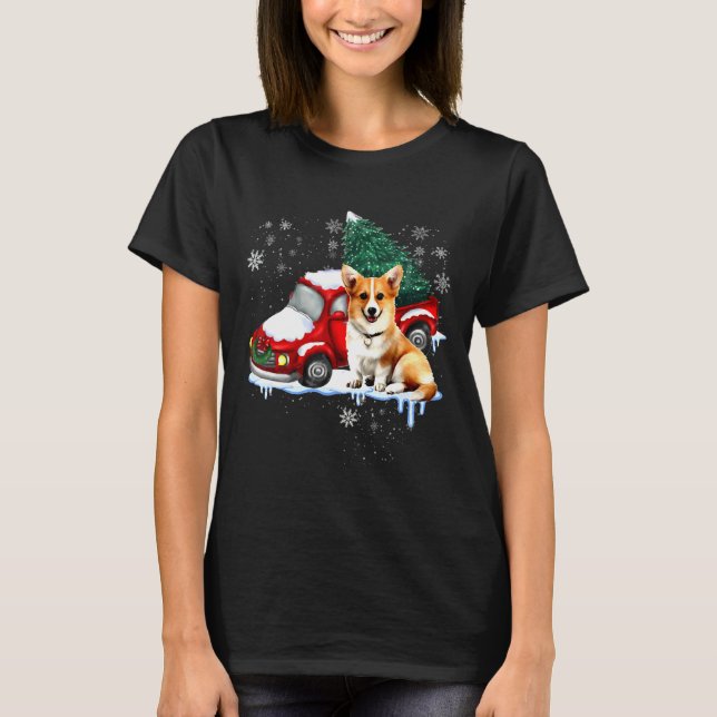 Corgi Hund Red Lastbil jul Pajama Long T Shirt (Framsida)