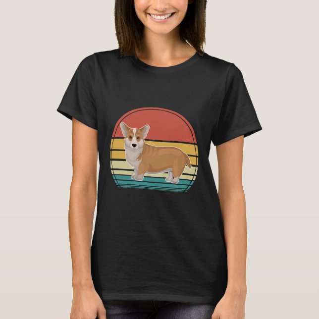 Corgi Hund Retro 20 T Shirt (Framsida)