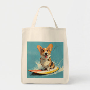 Corgi hund rider på surfbräda tygkasse