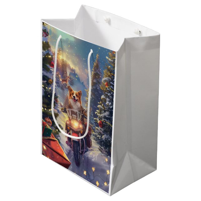 Corgi Hund Riding Motorcykel jul (Framsidan Vinklad)