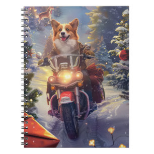 Corgi Hund Riding Motorcykel jul Anteckningsbok