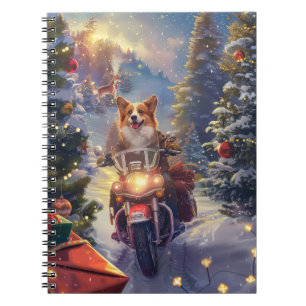 Corgi Hund Riding Motorcykel jul Anteckningsbok