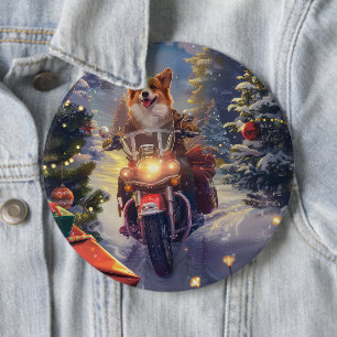Corgi Hund Riding Motorcykel jul Knapp