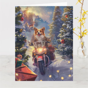 Corgi Hund Ridning Motorcykel Jul Kort