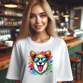 Corgi Hund Roligt ansikte T Shirt