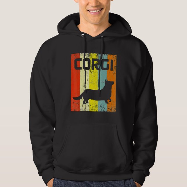 Corgi Hund Roligt S Disco Retro I Hundar Hoodie (Framsida)