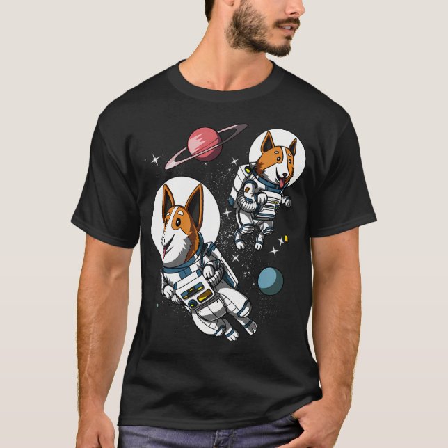 Corgi Hund Rymdastronauter T Shirt (Framsida)
