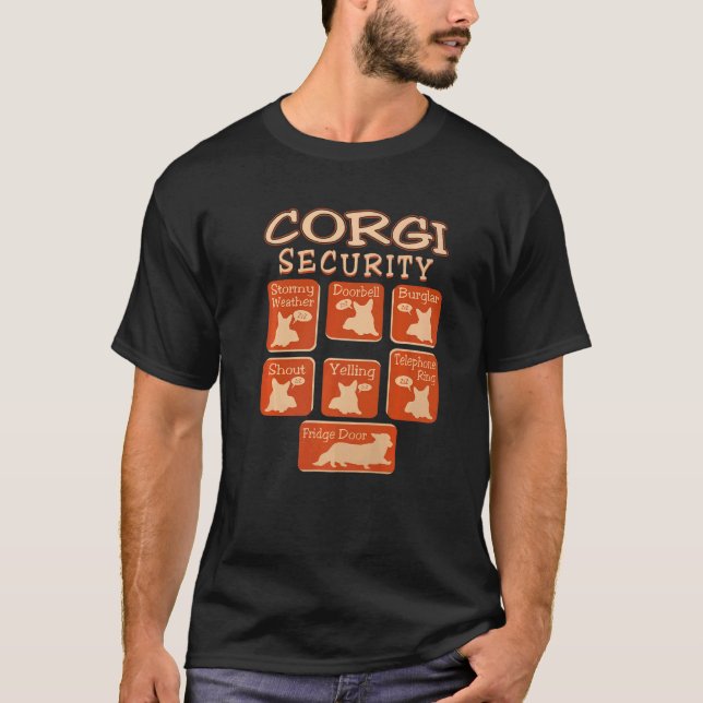 Corgi Hund Säkerhet  Corgi Husdjur  Corgi Hund T Shirt (Framsida)