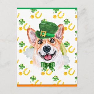 Corgi Hund Shamrock St. Patricks Day Helg Vykort