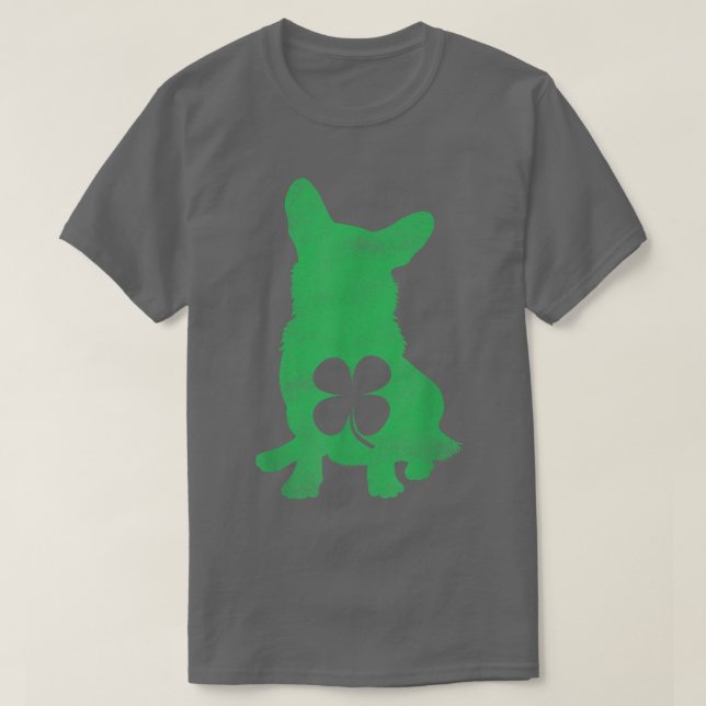 Corgi Hund Shamrock St T Shirt (Design framsida)