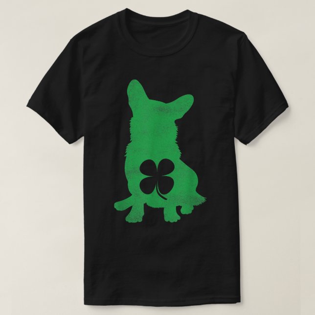 Corgi Hund Shamrock St T Shirt (Design framsida)