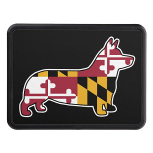 Corgi Hund Silhouette med Maryland Flagga Dragkroksskydd