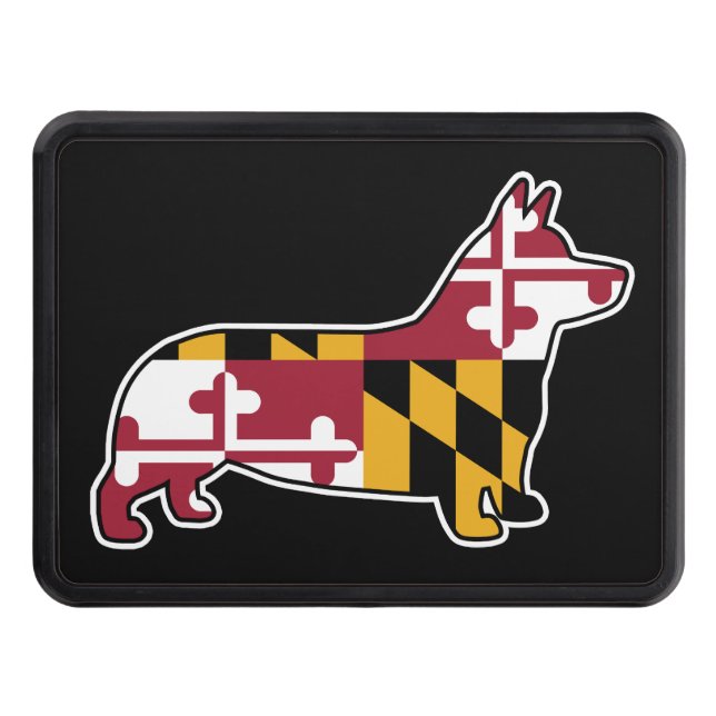 Corgi Hund Silhouette med Maryland Flagga Dragkroksskydd (Framsidan)