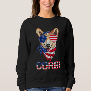 Corgi Hund Sunglasses American Flagga 4:e juli Man T Shirt
